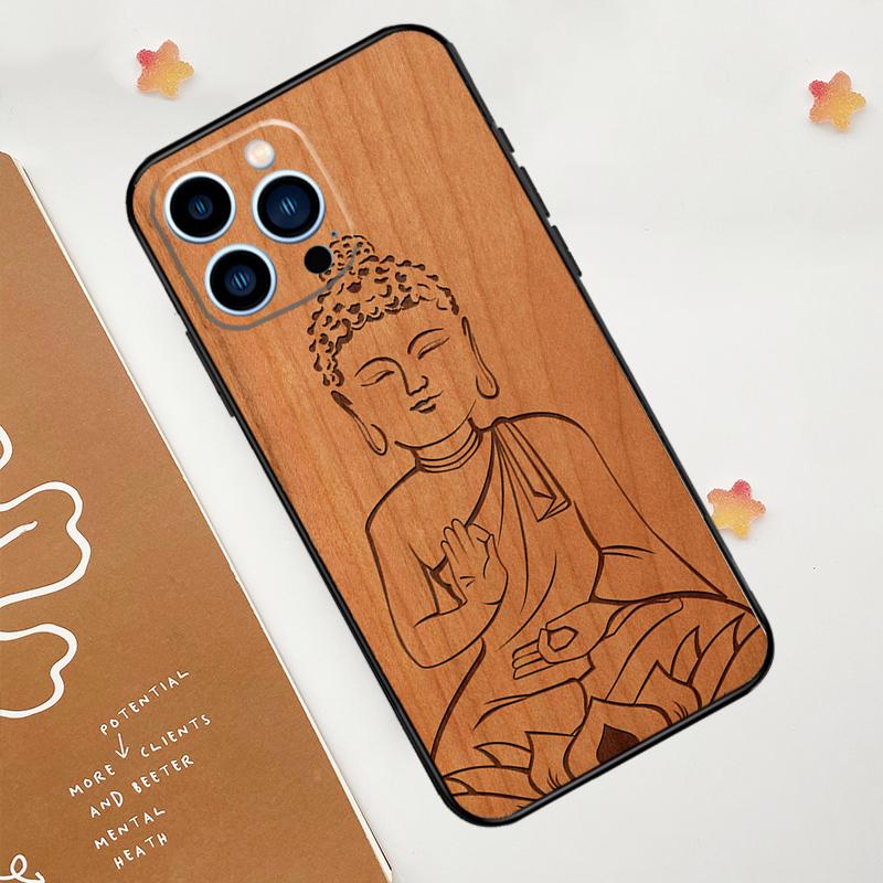 Buddha Jesus Guadalupe Wood Phone Case For iPhone 17 Pro Max 14 11 15 16 Pro Max 12 13 Mini 16 Plus 16e 17 Air Funda