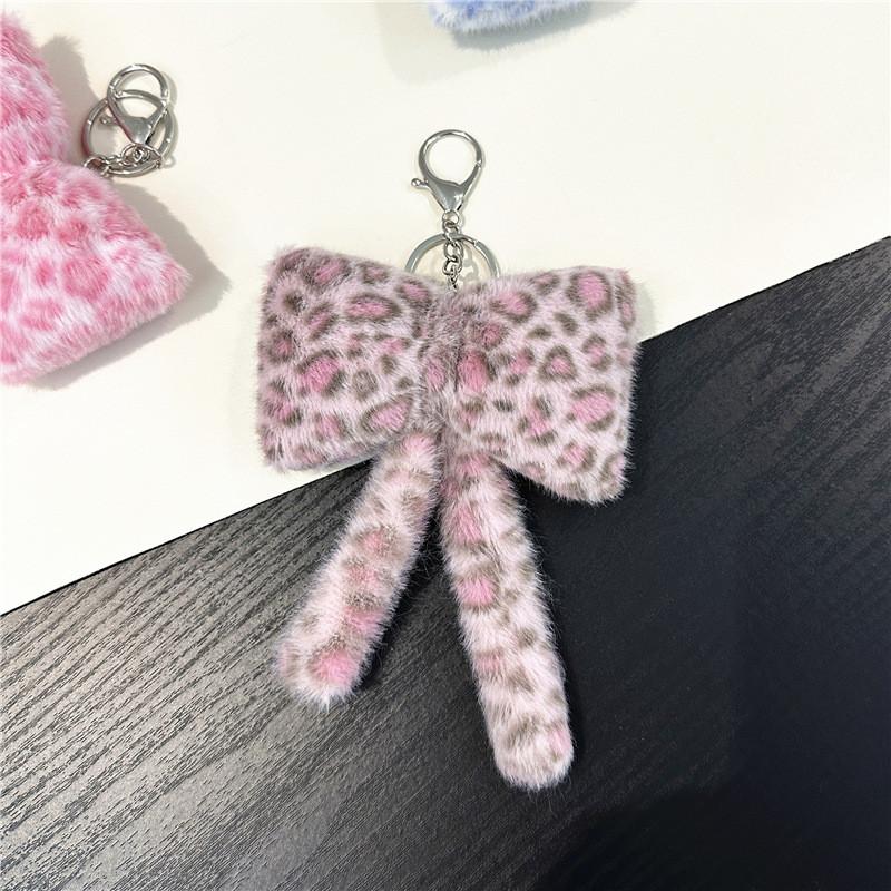 Keychain Plush Butterfly Bow With Leopard Print For Gift Giving And Party Decor