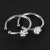Stainless Steel for Girl Stud Ring Crystal Ear Clip Flower Nose Ring Fake Hoop Body Jewelry