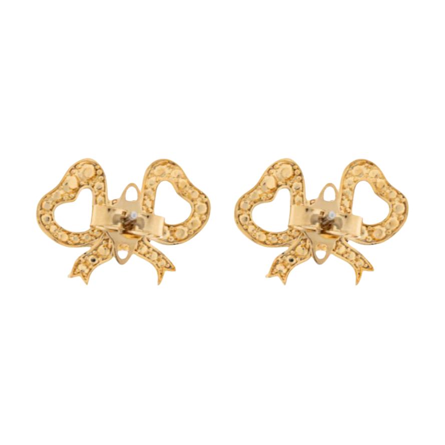 Vivienne Westwood Rigoberta Saturn Logo Bow Design Brass Square Zirconia Earrings Women earrings Gold 6201037J02R964