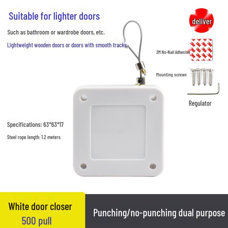 

Silent No-Drill Automatic Sliding Door Closer with Pull-Rope Buffer.