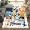 Bluey Soccer Fun Personalized Name Area Rug Design for Dining Room Balcony Dormitory Decorate room Anti-slip Rug Anime Office Decor Best for Christmas