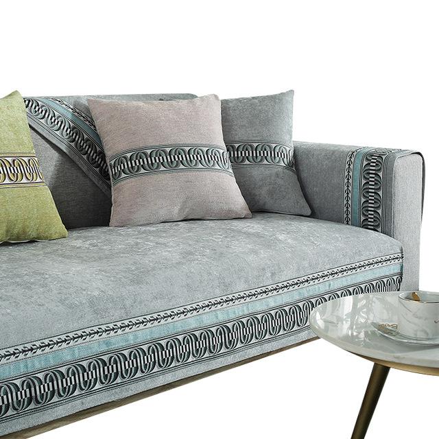 

Распродажа Чехол для дивана с вышивкой, не скатывающийся Чехол для дивана, коврик для собак и детей, шенилл, двусторонние чехлы для дивана, протектор для гостиной 70x70cm 1pcs светло-серый