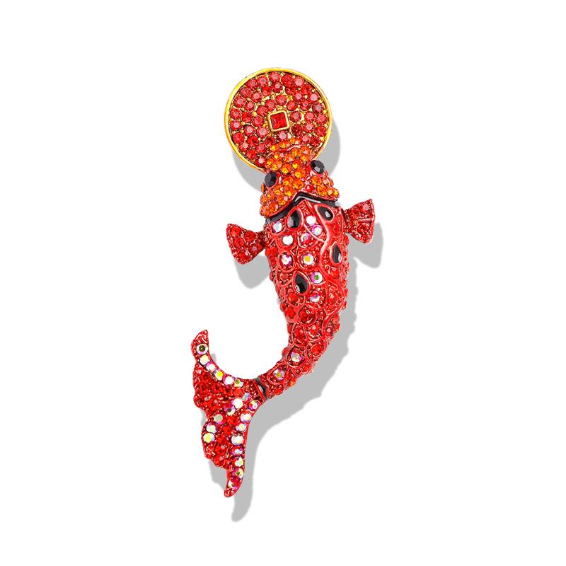 

High-end Light Luxury Colorful Koi Copper Coins Retro Accessories Women s Pendant Brooch 2*5CM
