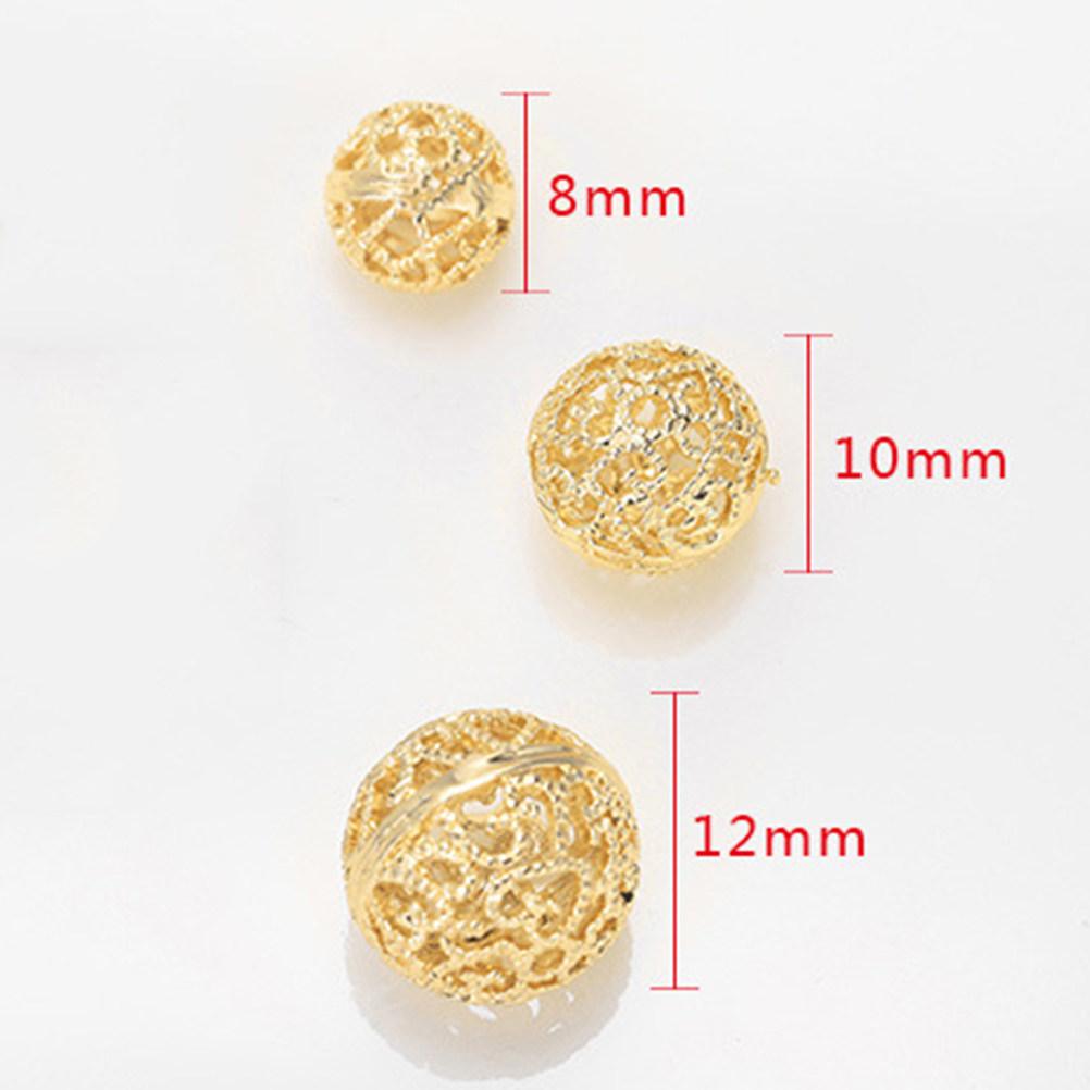 10Pcs 8Mm Gold Plated Hollow DIY Beads for Jewelry Making Bracelet Necklace Craft Supplies Large Hole Loose Beads Trendy