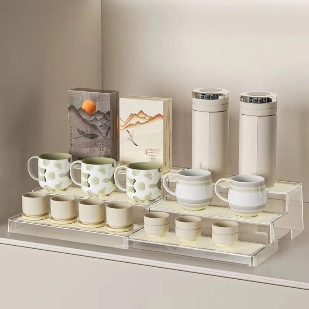 3 Tier Expandable Step Shelf Visible Cabinet Storage Rack Countertop Display Shelf  Pantry