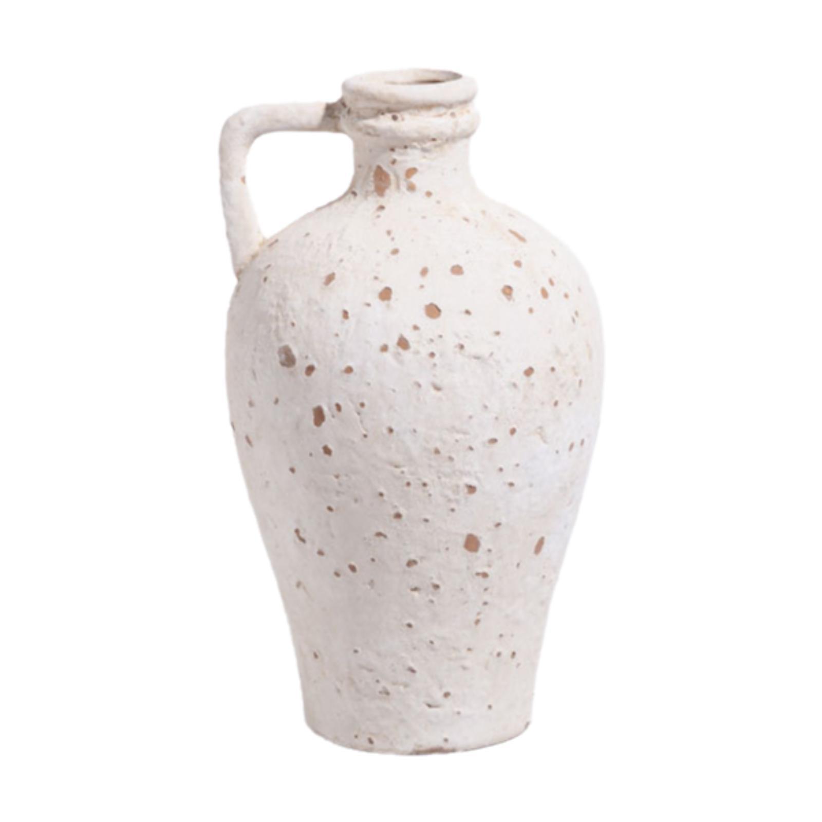 Ceramic Rustic Farmhouse Vase Bud Vase with Handles Table Centerpieces Pottery Jug for Decoration Indoor Fireplace Home Display
