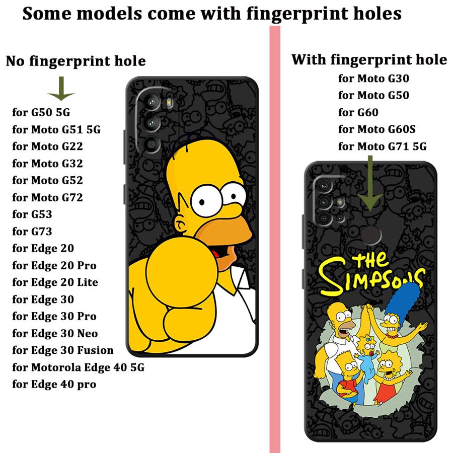 Case for Motorola Moto G22 Edge40 G51 G73 G60s G32 G71 G50 Edge 20 Pro 30 Lite G52 G53 G30 Phone Cover Cute S-simpsons