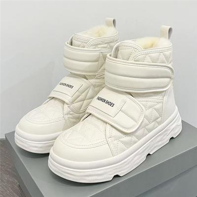 Botas de neve da moda femininas salto grosso Paltform All Match botas casuais de tornozelo gancho loop salto baixo crescente sapatos femininos inverno novo