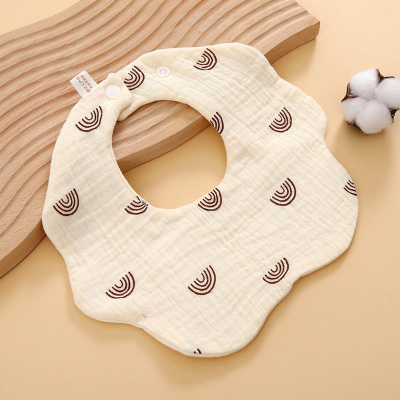 Baby Saliva Towel Class A Four-Layer Crepe Cartoon Snap-Button Bib Baby Triangle Scarf Newborn Bib