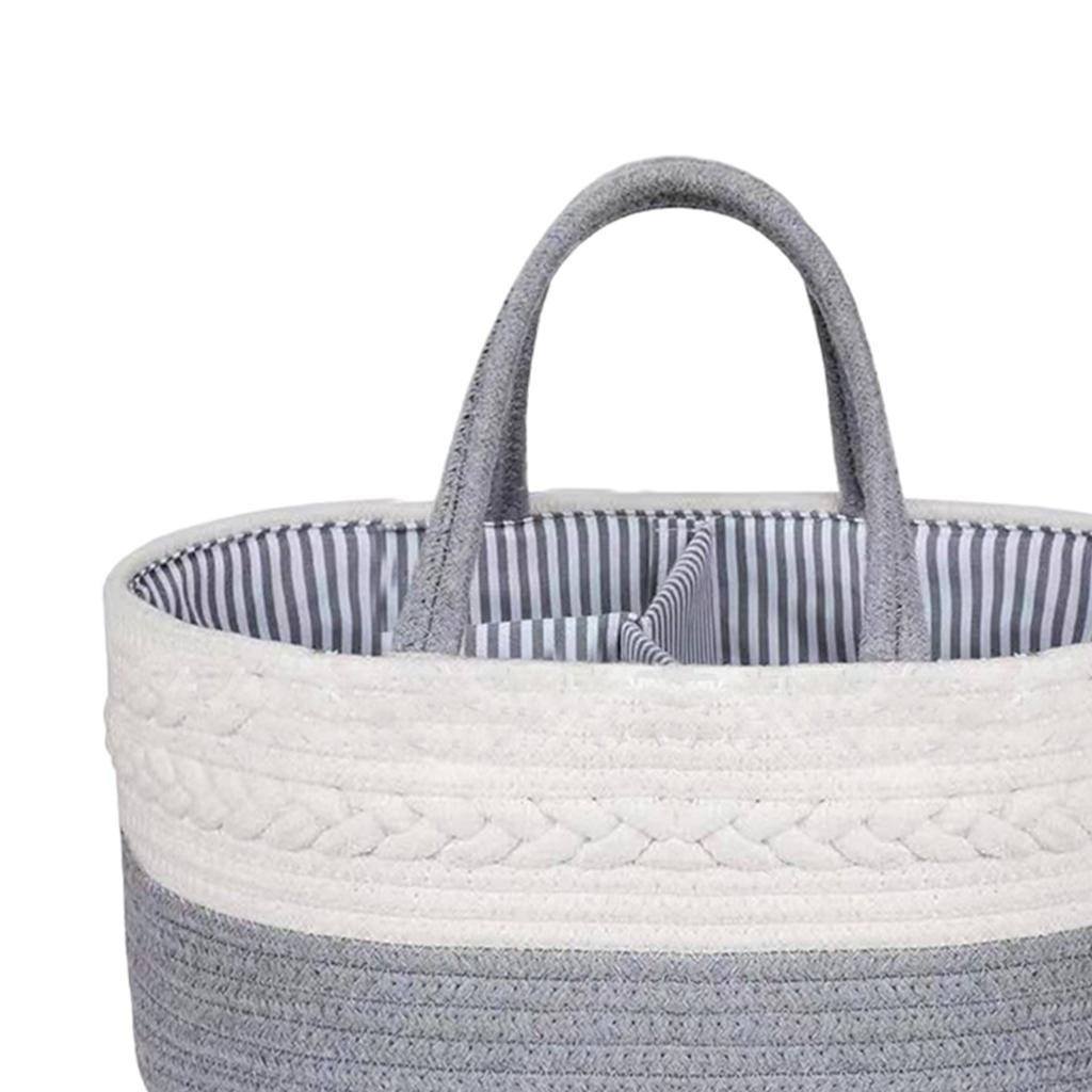 Cotton Baby Diaper Caddy Organizer, Nursery Storage Basket Bin with Removable Compartments,