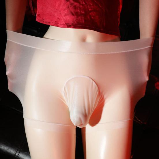 Men Boxer Underwear Sexy Mid-rise U-Convex Slim Fit Elastic Shorts Panties Ultra-thin Smooth Ice Silk Panties