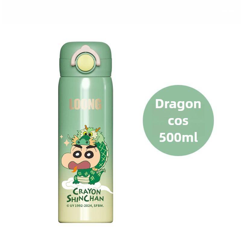 500ML Crayon Shin-chan Children's Magic Thermos Cup Portable Handle Stainless Steel Water Cup Outdoor Sports Travel Kettle