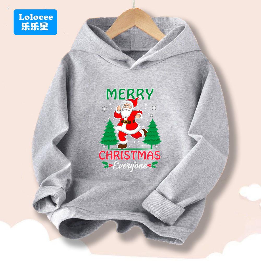 Merry Christmas Kids Hoodie- Santa Claus Printed Sweatshirt for Boys Girls, Festive Holiday Pullover Children's Clothes SDLR2