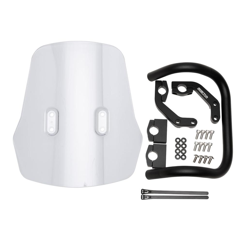 ZETA RACING MONKEY125 Adventure Windshield Standard Screen Light Smoke Screen Can Be Flipped Upside Down Mobile Device Installation Mount Bar Standard