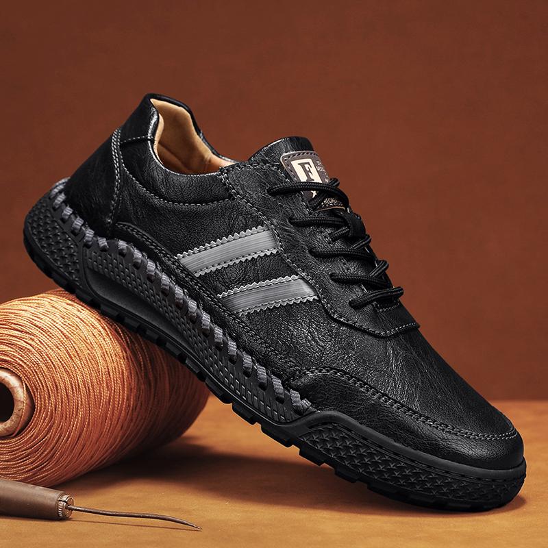 

Мужские кожаные повседневные туфли на шнуровке 43 чёрный