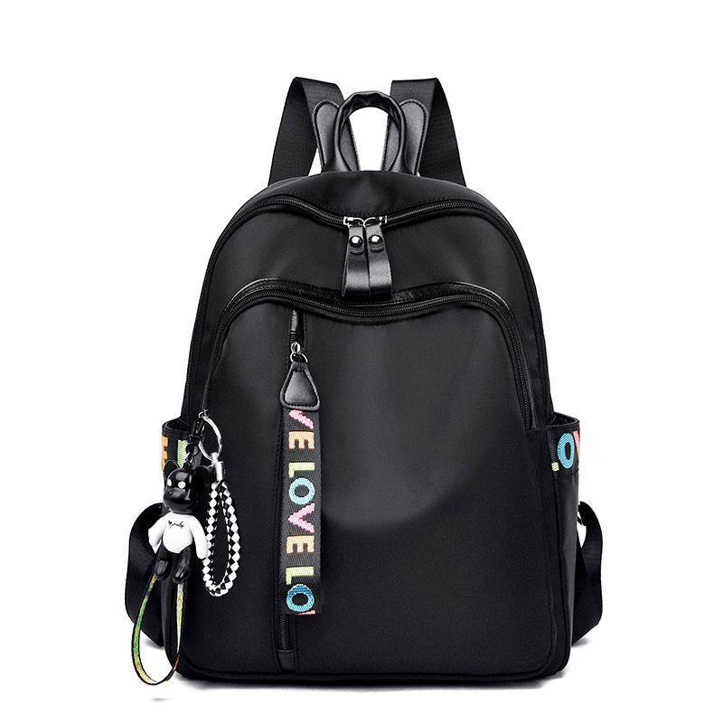 

German Backpack Women New Korean Style Versatile Fashionable Oxford Cloth Backpack Fashion Casual Large Capacity Travel Schoolbag Black ordinary version