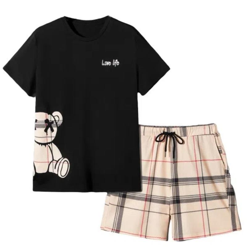 Lüks Çocuk Yaz Spor Giyim Tişört Şort 2 Parça Retro Set Moda Giyim Seti Sokak Giyimi Ayı Desenli 3D Baskı Stil