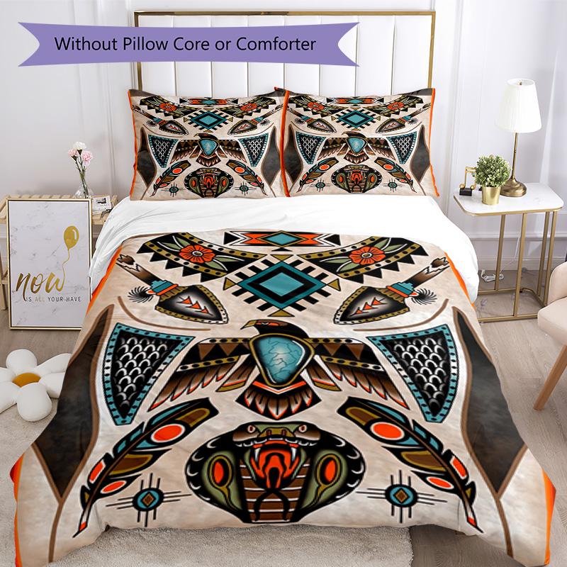 Tattoo Style Bedding Set Breathable Duvet Cover with Pillowcases Decorative Bed Linen for Bedroom Home Decoration Birthday Gift