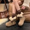 Small people increase the height of snow boots for women, new winter fur integrated warm cotton boots, women wear them