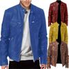 Mens Fashion Faux Leather Jacket Slim Fit Stand Collar PU Jacket Male Anti-wind Motorcycle Lapel Diagonal Zipper Jackets
