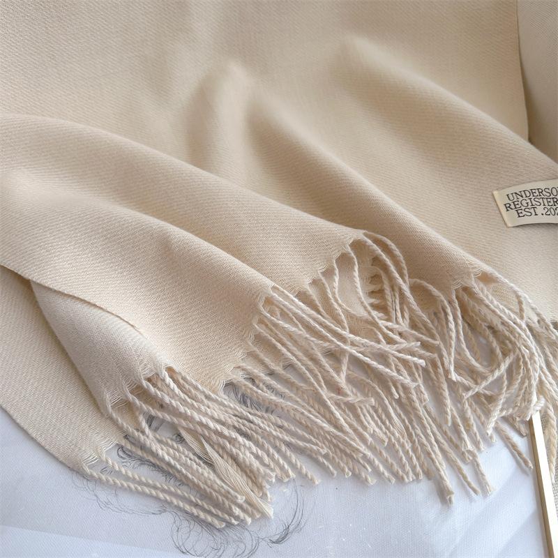 Autumn Winter Scarves Double-Sided Faux Cashmere Scarf For Women Solid Warm Korean-Style Couple Long Shawl Scarf Bufandas
