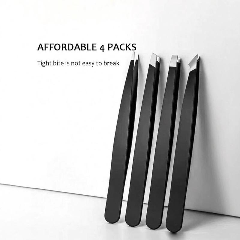 Pinzetten-Set 4 Teile Professionelles Make-up-Werkzeug Edelstahl Geeignet für Augenbrauen Ausgezeichnete Präzision für das Gesicht