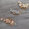Handmade Floral Hairpiece with Crystal Wedding Hair Comb for Bride or Bridesmaid Ethnic Style Headwear Accessories