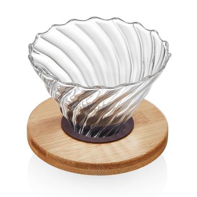 Pokaro Tea Coffee Paper Filter with Bamboo Cup Handmade Drip Coffee Coffee Present Dripper, Heat-Resistant Glass, Compatible, Stand, 1-4 Capacity,