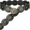 Women's Retro Oval Western-Style Leather Belt with Denim Waistband Decoration