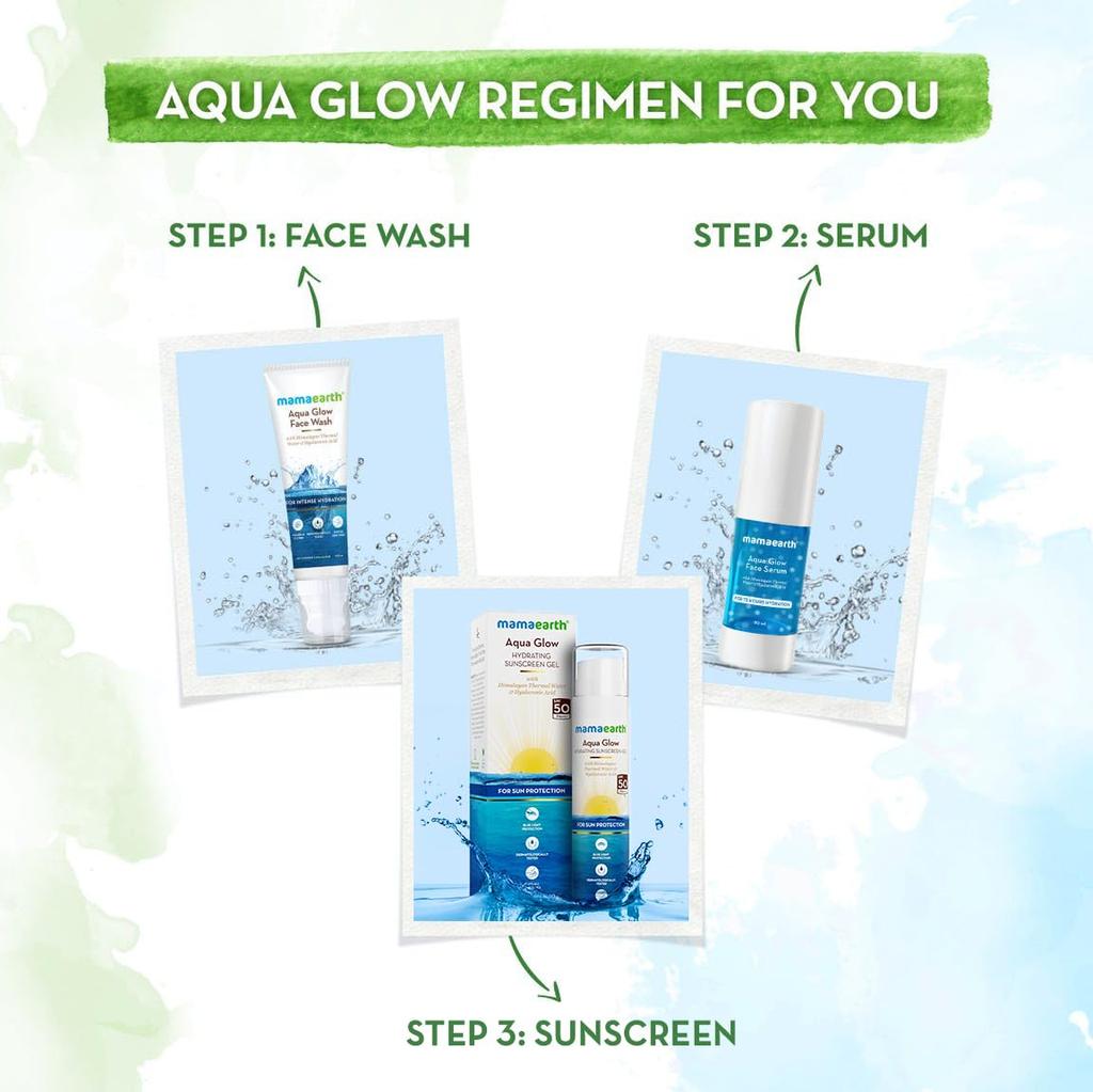 Mamaearth Aqua Glow Hydrating Sunscreen Gel SPF 50 PA++++ For Face With Blue Light & UV Protection, 50g, Lightweight For All Skin Types