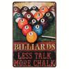 Vintage Billiard Aluminum Wall Plaque - Country Style "Speak Less, Powder More" Metal Art, Suitable for Game Rooms, Men'S Lou