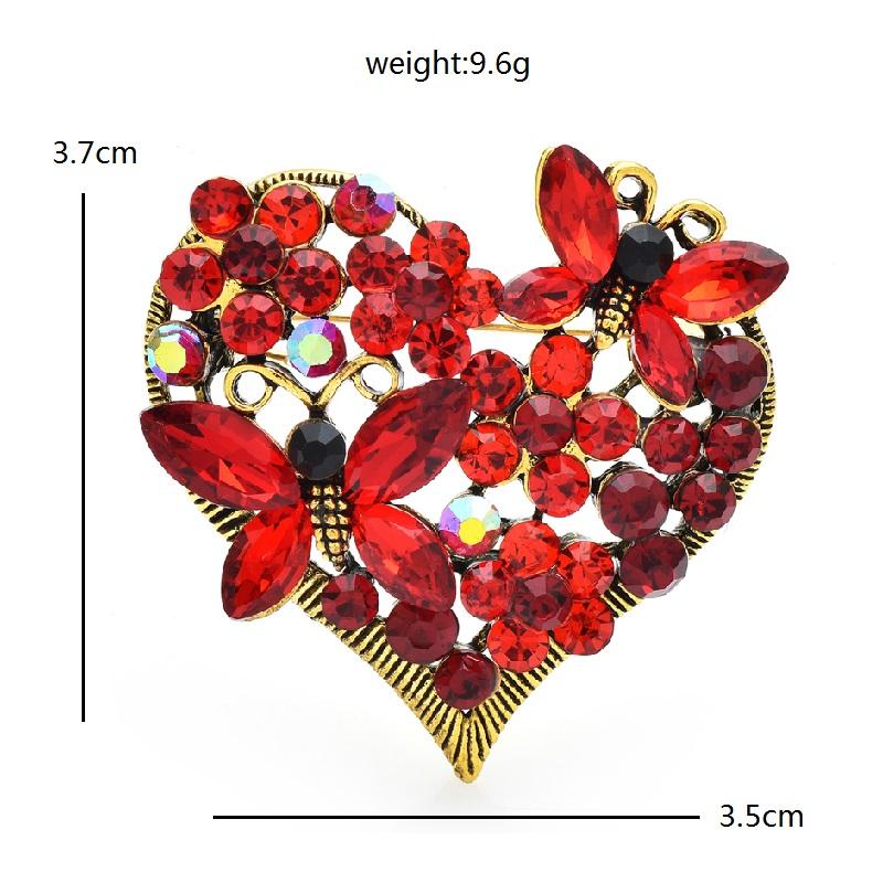 Beautiful Rhinestone Love Heart Brooches For Women Romantic Butterfly Flower Love Brooch Pins Wedding Party Jewelry Couple Gifts