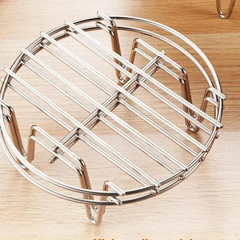 New Hot Air Fryer Accessories Stainless Steel Steam Rack Pot Rack Corrosion Resistant Safety Air Fryer Accessories Kitchen Gadgets