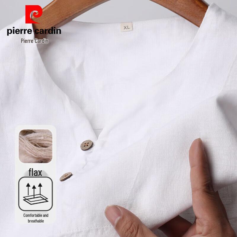 

Pierre Cardin Men s 100% Linen V-Neck T-Shirt M