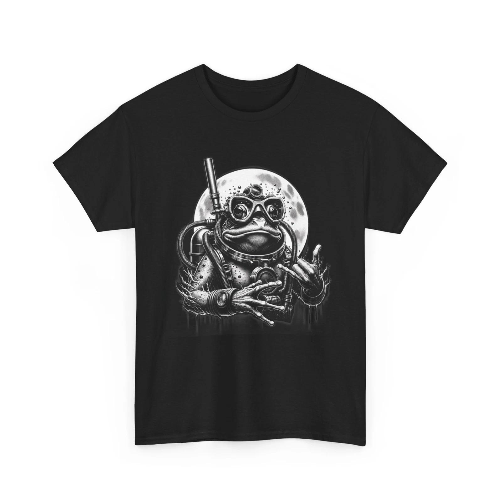 Unisex Adult T Shirt Frog Scuba Diver Black Gray Funny Animal Lover Gift Tee XL