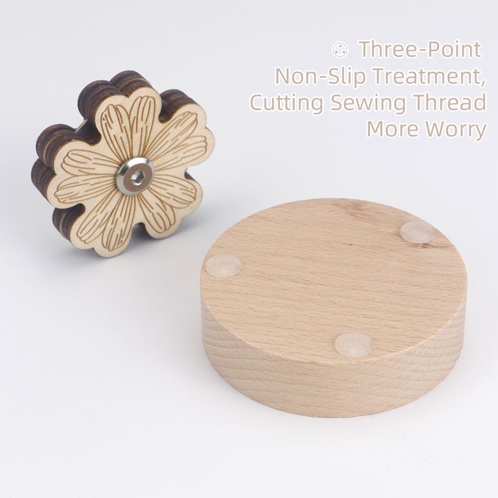1pc flower shape thread cutter, hand sewing thread & yarn cutting tool, wool yarn cutting wooden frame, DIY sewing craft tool
