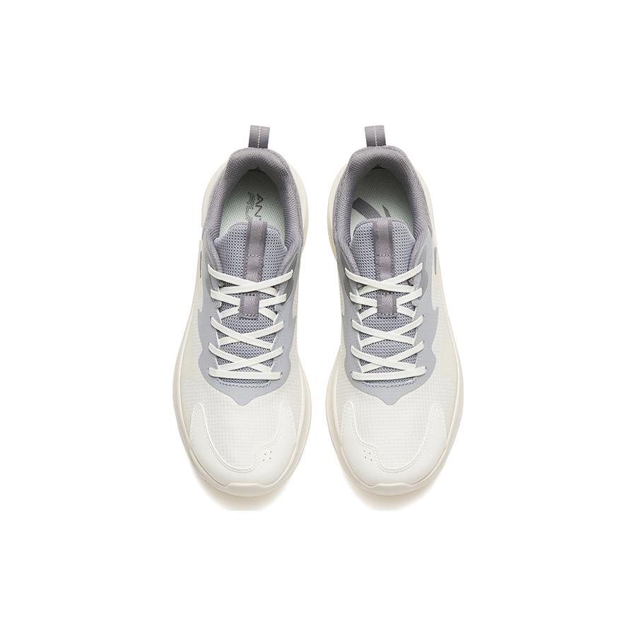 Anta Wander Casual Slip Resistant Abrasion Resistant Low Top Sprint Running Shoes Men's White Gray 912445573-5