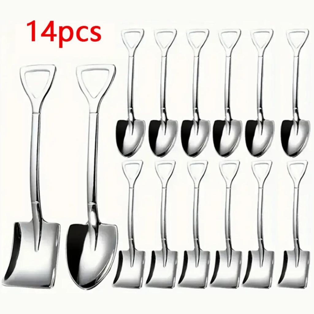 Stainless Steel Dessert Spoon Ice Cream Spoon, Elegant Shovel Shape, Suitable for Ice Cream, Ice Cream, Tiramisu, Etc., Modern Home Kitchen Utensils