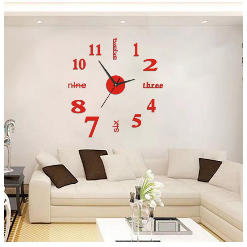 

Креативные Простые Бесшумные Настенные Часы Сделай Сам Гостиная Спальня Декоративные Часы Акриловые Цифровые Часы Наклейки на Стену Часы Red 40cm