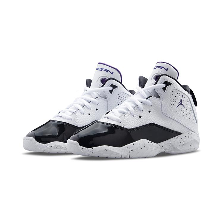 Jordan B'Loyal Leather Cushioning Mid Top Children's Basketball Shoes White Black Kids' CK1426-115