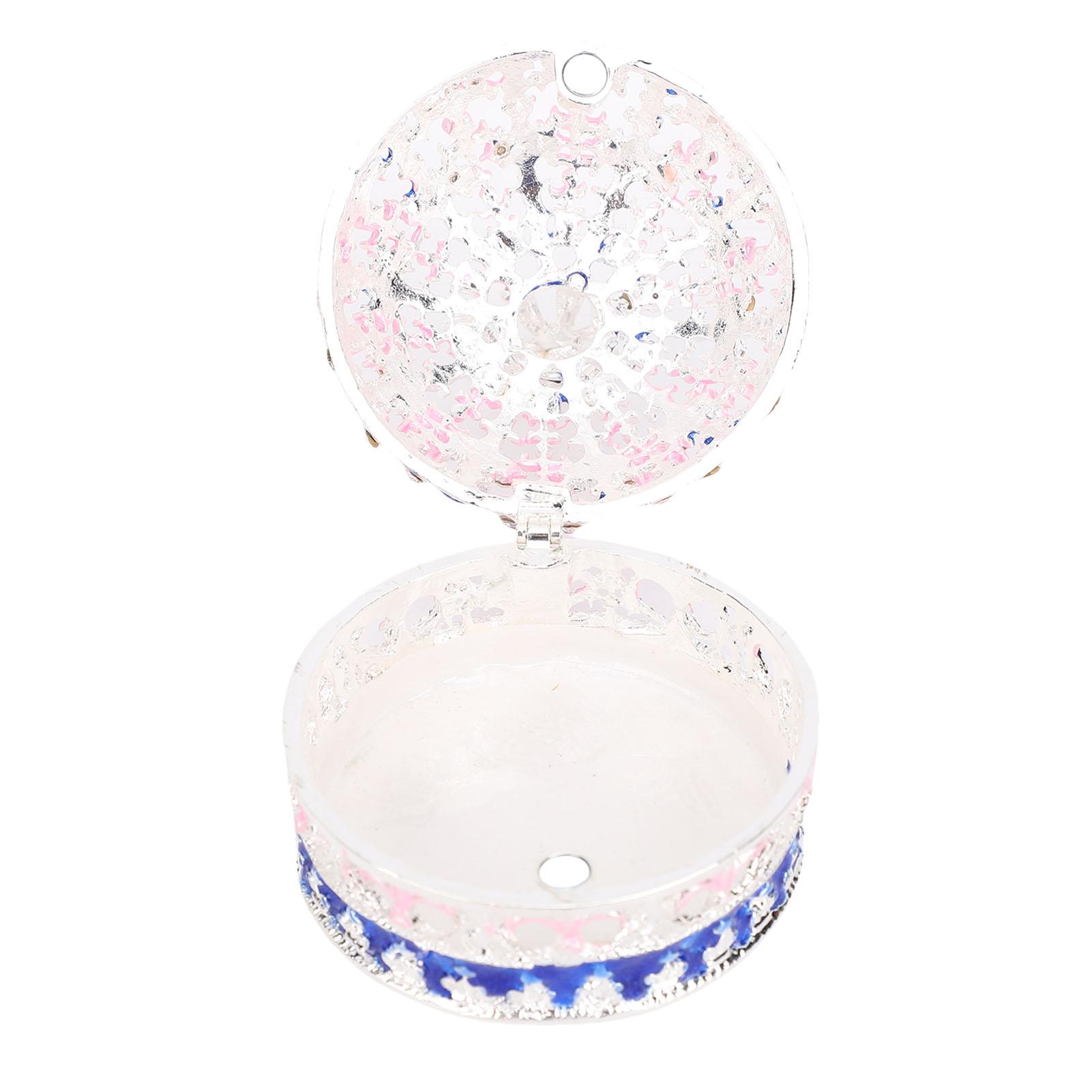 

Crown Trinket Box Vintage Enameled Decorative Jewelry Box Zinc Alloy for Necklaces Bracelets Silver Deep Blue