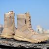 Unisex Breathable Summer Combat Boots - Lightweight, High-Top, Tactical, Side Zipper for Outdoor Use