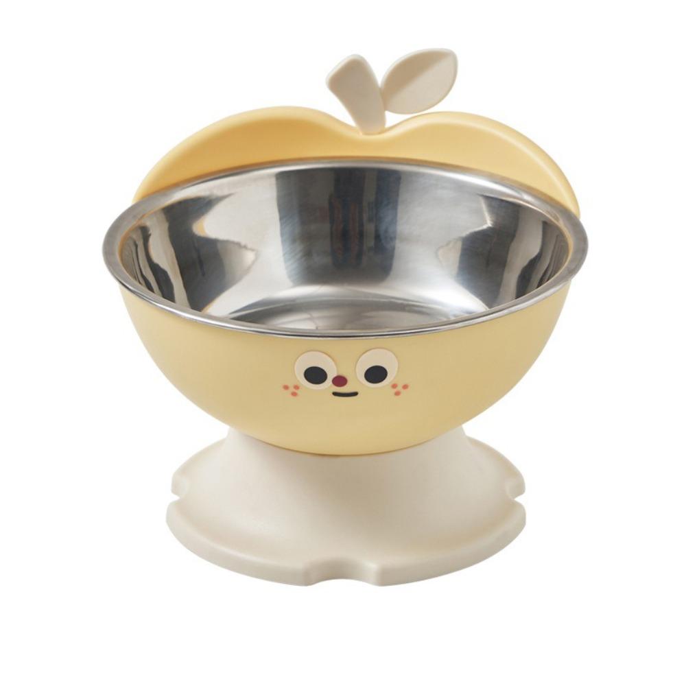 

High-Legged Cat Feeding Bowl Anti-Slip No Spill Stainless Steel Dog Bowl Removable Large-Capacity Pet Feeder Bowl жовтий
