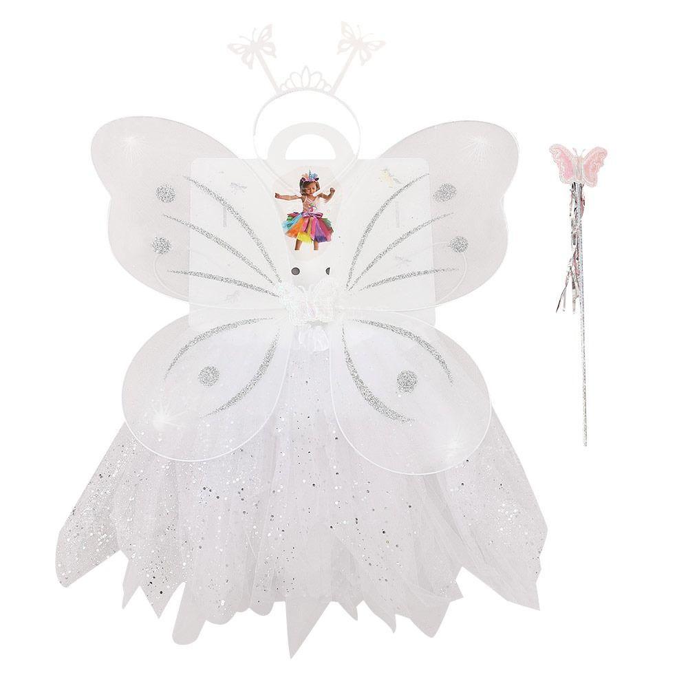 4 Stuks/Set DIY Verkleden Kinderen Hoofdband Vleugels Feest Attributen Tutu Rok Glitter Kostuum Kleding Set Fee Vleugel Meisjes