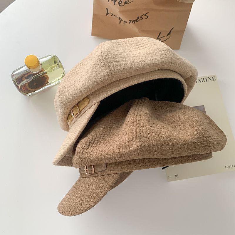 Autumn and winter beret girl versatile face small octagonal hat fashion retro newsboy hat painter hat