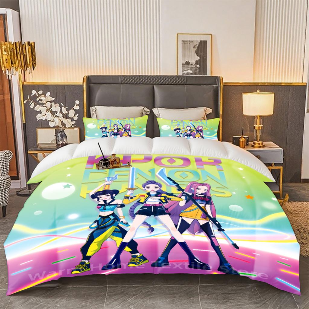 KPOP Bedding Set Demon-Hunters Duvet Cover Set Soft Single Twin Double Size Home Decor Birthday Gift For Girls Women Home Decor