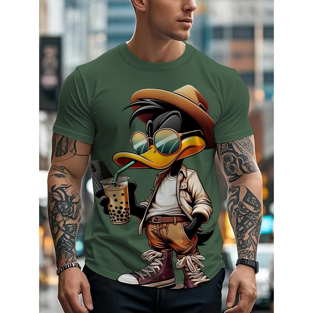 Funny Men's T Shirt Cartoon Duck Print Casual Short Sleeve Tops Tee Fashion T-shirts Outdoor Streetwear 2026 Hip Hop Clothing