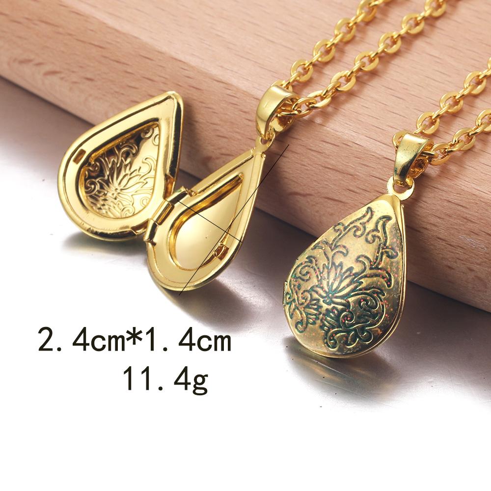 Golden Locket Pendant Mood Necklace Emotion Women Men Lovers Photo Frame Box Choker Necklaces Fashion Love Enamel Jewelry