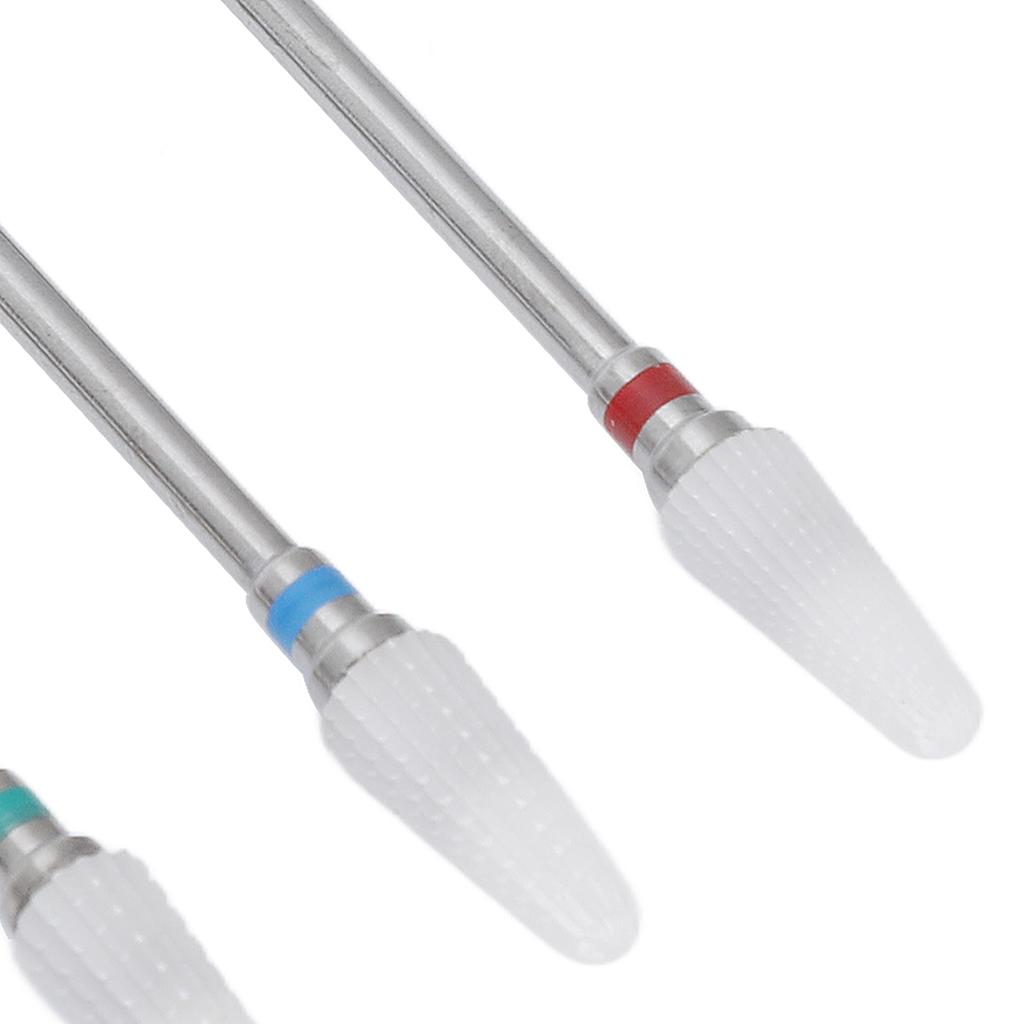 3pcs Ceramic Nail Drill Bit Set Gel Removal Nail Polishing Grinding Bit Accessory for Electric Nail Drill